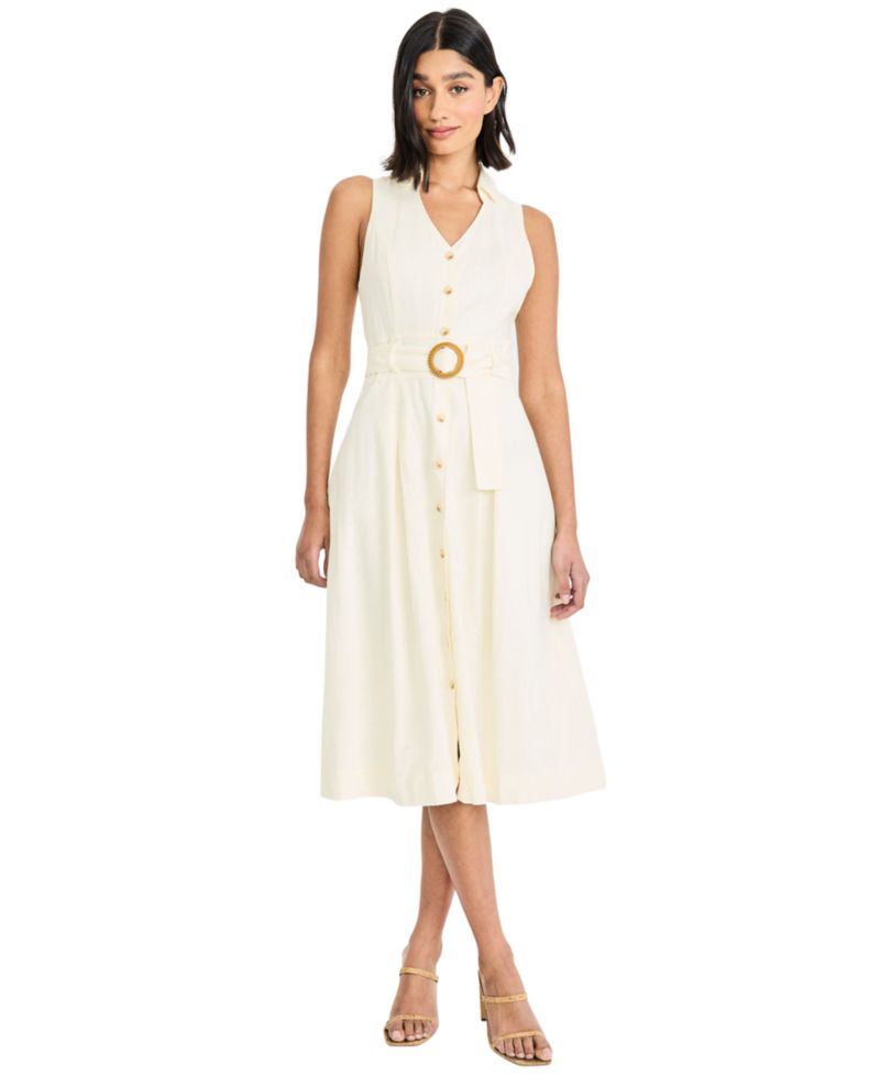 Women's V-Neck Collared Midi Dress