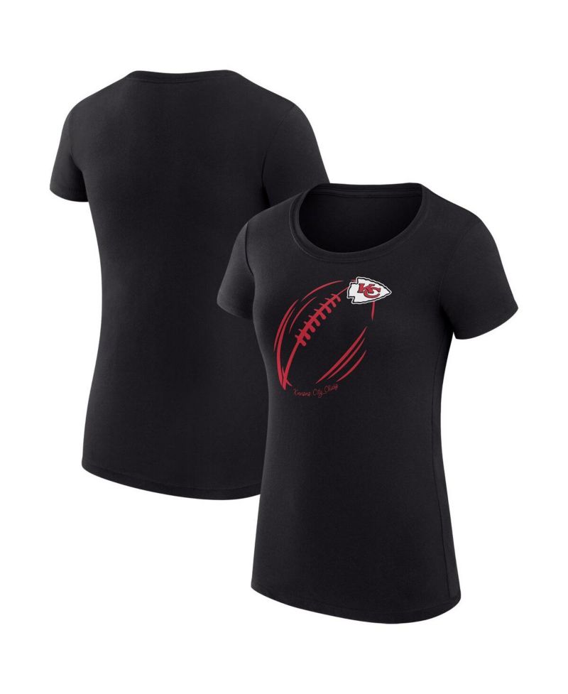 Women's Black Kansas City Chiefs Super-Slim Fit Lightweight Subtle Football T-Shirt
