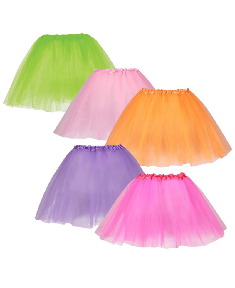 3 Layered Tutu Skirt, Set of 5 Colors - Kids Girls