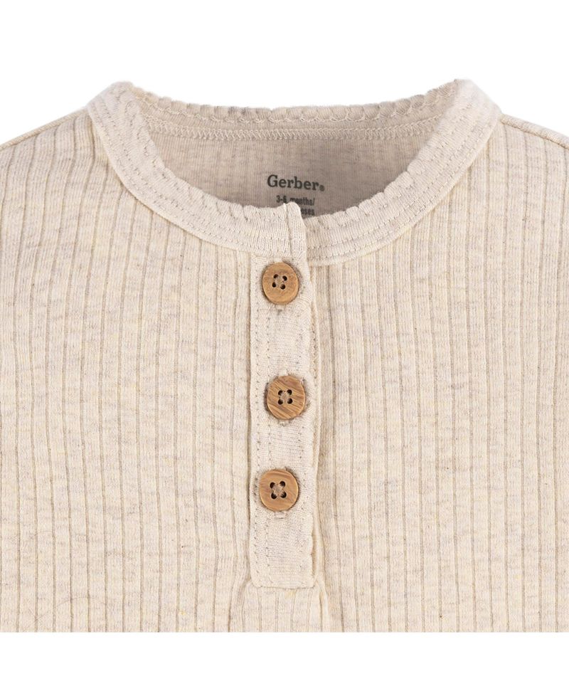 Baby Girls Henley Long Sleeve Bodysuits, 2-Pack