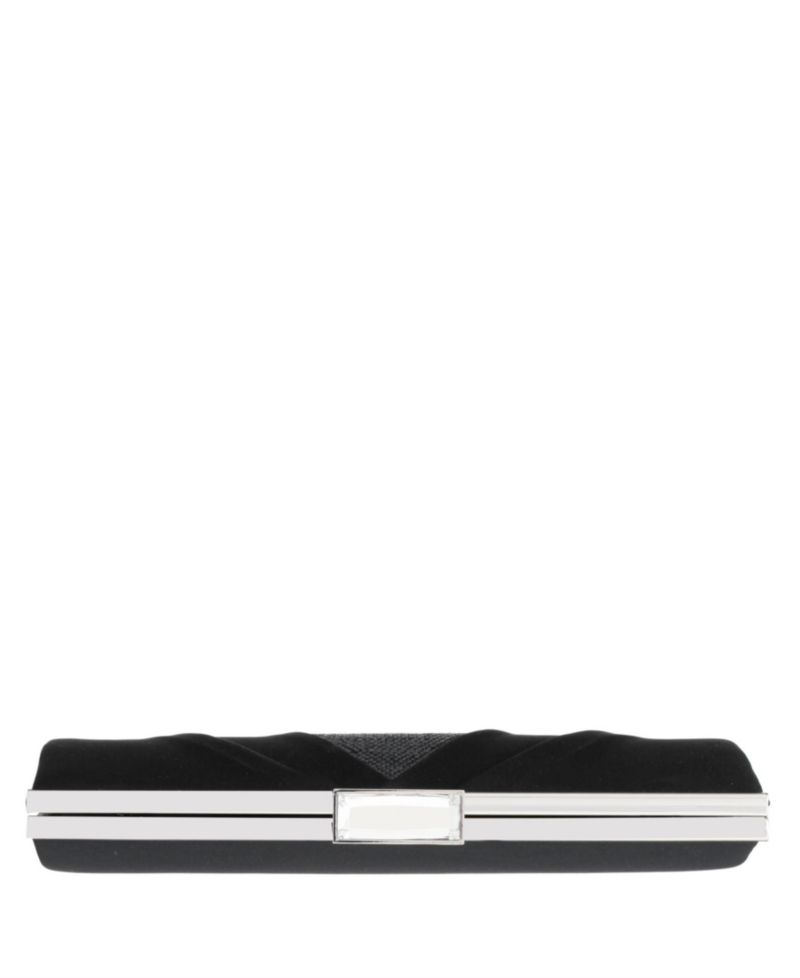 Women's Pleated Stain Crystal Frame Clutch