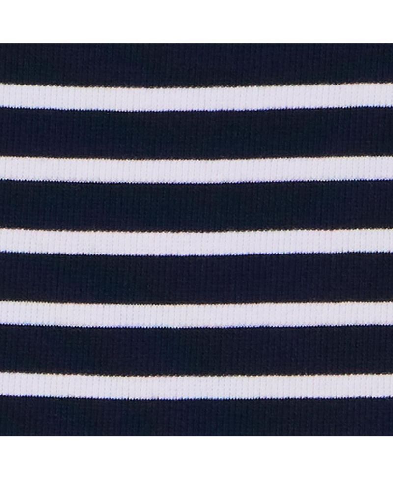 Women's Striped Scallop Trim A-Line Dress