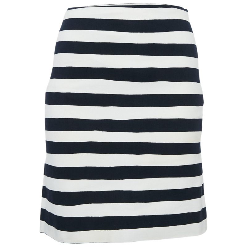 Women's Cheap And Chic White/navy Blue Stripe Cotton Mini Skirt