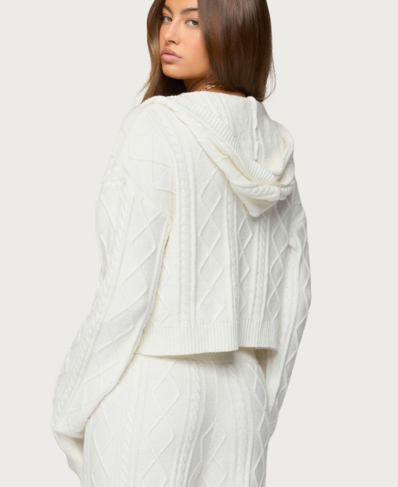 Women's Louise Cable Knit Hooded Cardigan