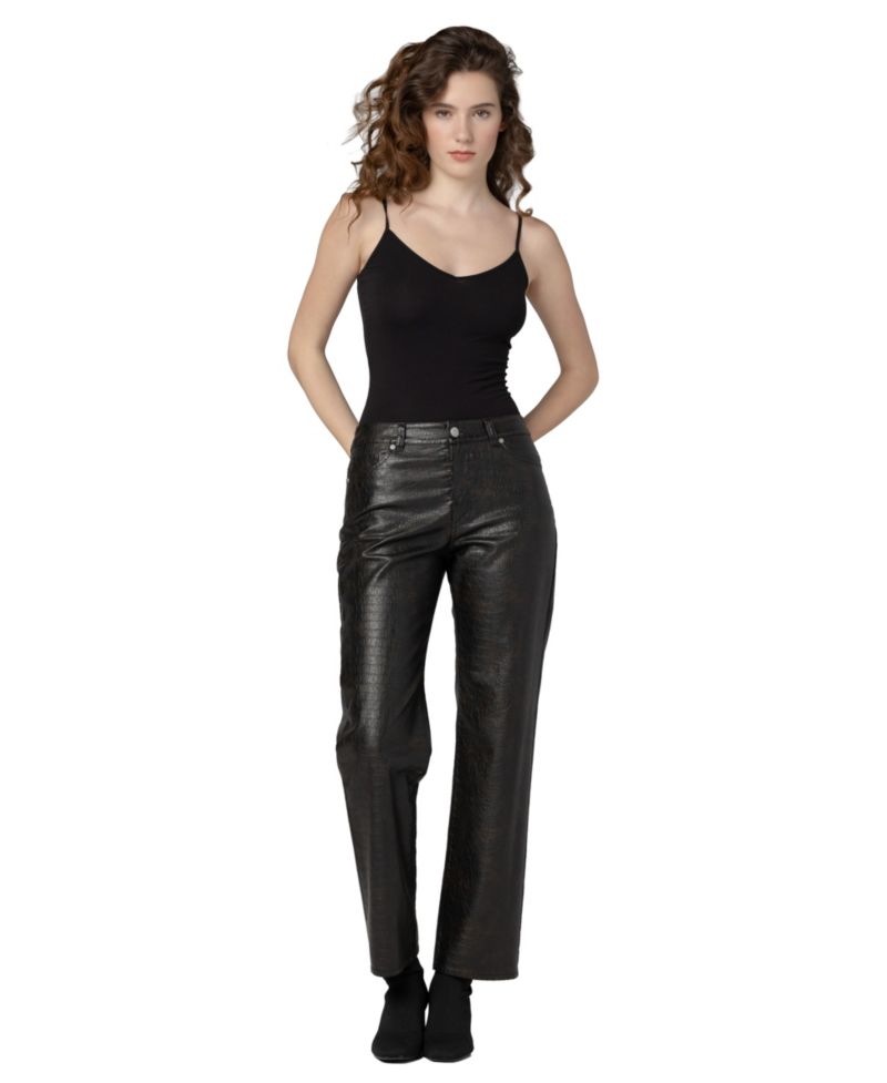 Women's Crocodile Tears Crocodile-Embossed Mid-Rise Straight-Leg Pants