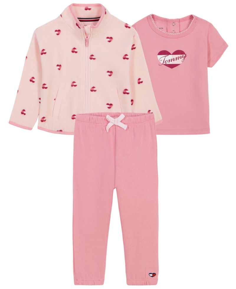 Baby Girls' Long-Sleeve Jacket, T-Shirt and Pants, 3-Piece Set