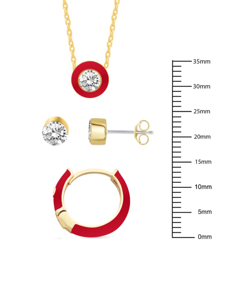 Crystal Enamel Necklace and Earring Set, 3-Piece