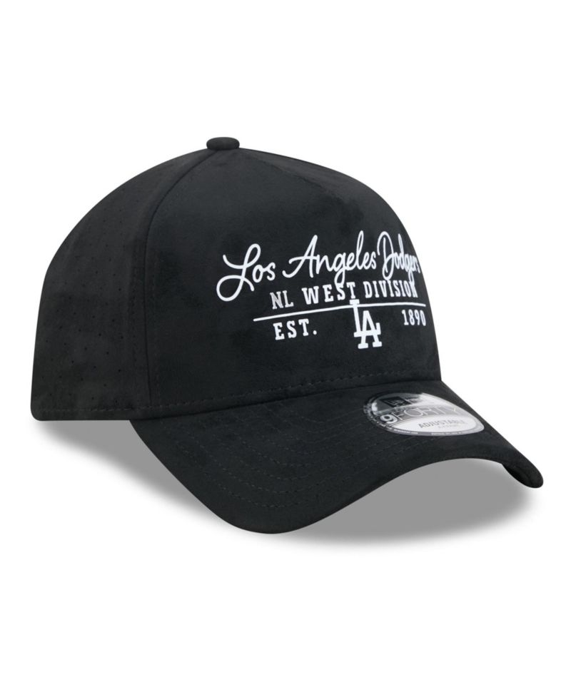 Men's and Women's Black Los Angeles Dodgers Script Text 9FORTY A-Frame Adjustable Hat