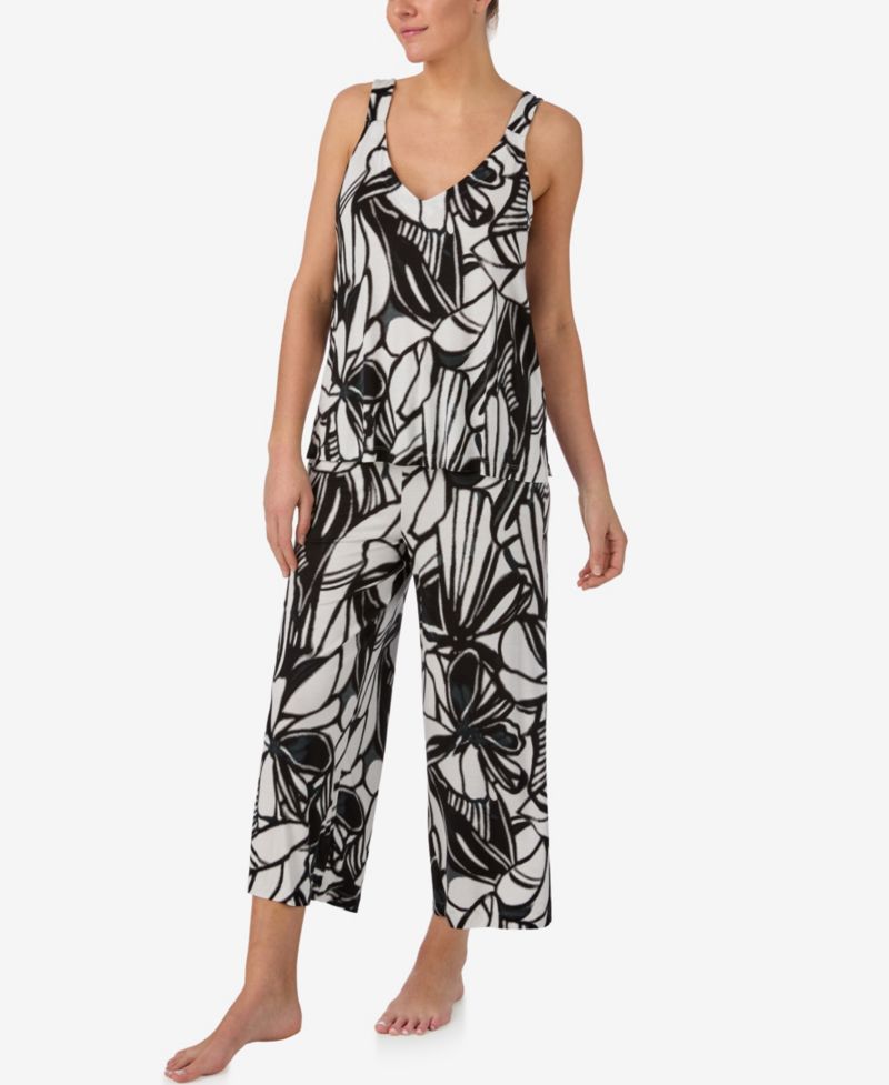 Women's Sleepwear Sleeveless Tank Top and Crop Pants, 2-Piece Set