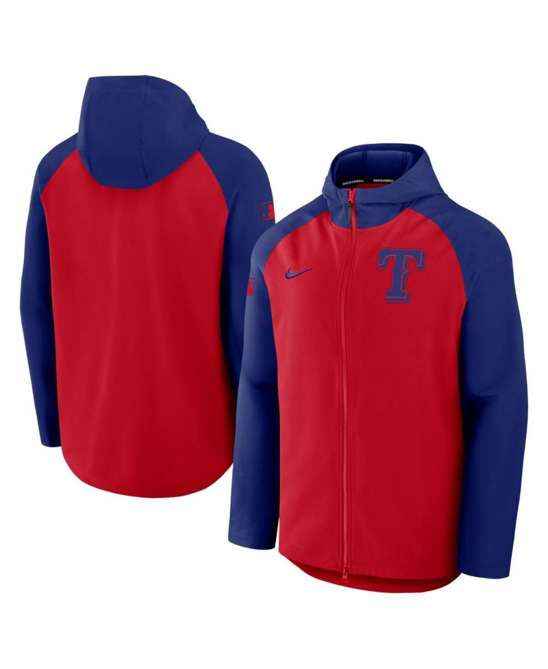 Men's Red/Royal Texas Rangers Authentic Collection Raglan Performance Full-Zip Jacket