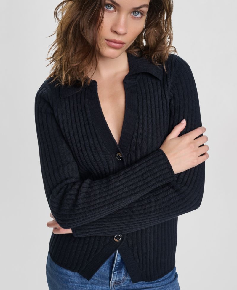 Women's Long-Sleeve Polo Cardigan