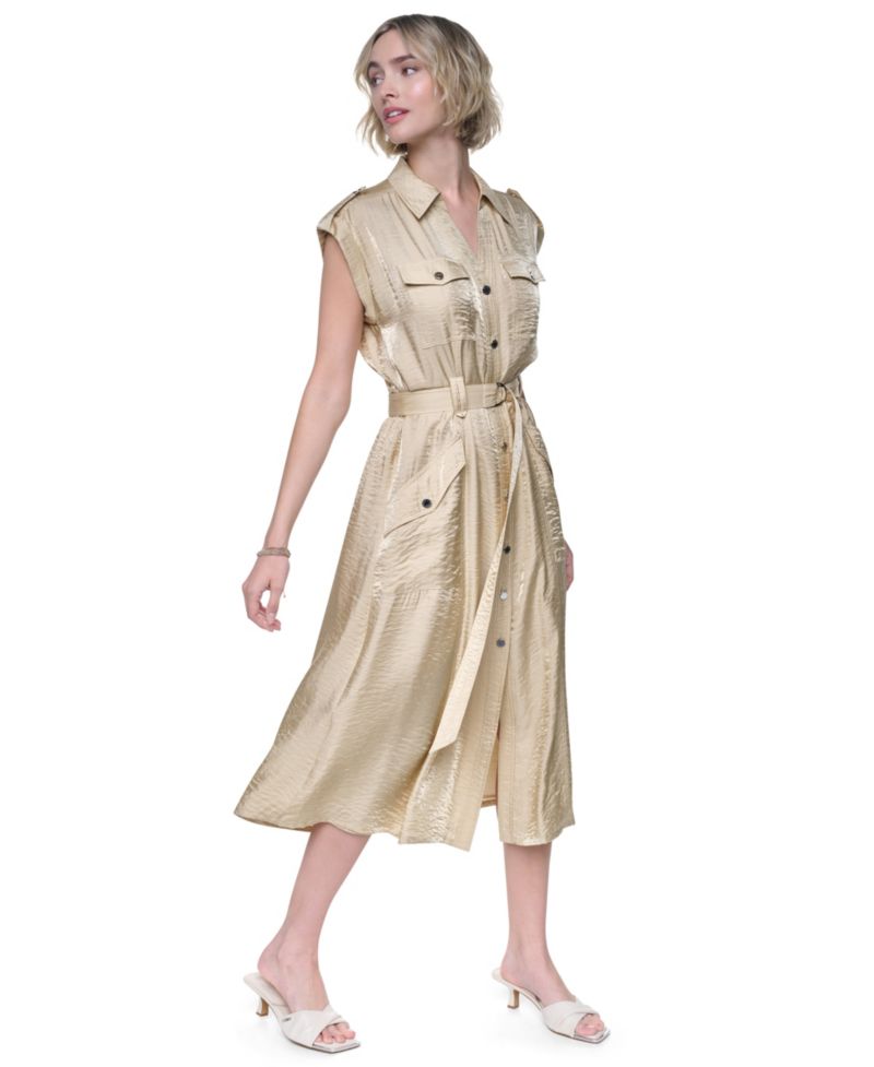 Women's Collared Neck Twinkle Cargo Dress