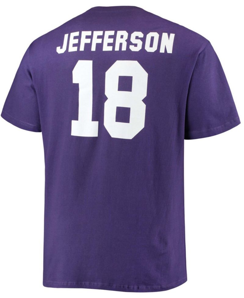Men's Big and Tall Justin Jefferson Purple Minnesota Vikings Player Name & Number T-shirt