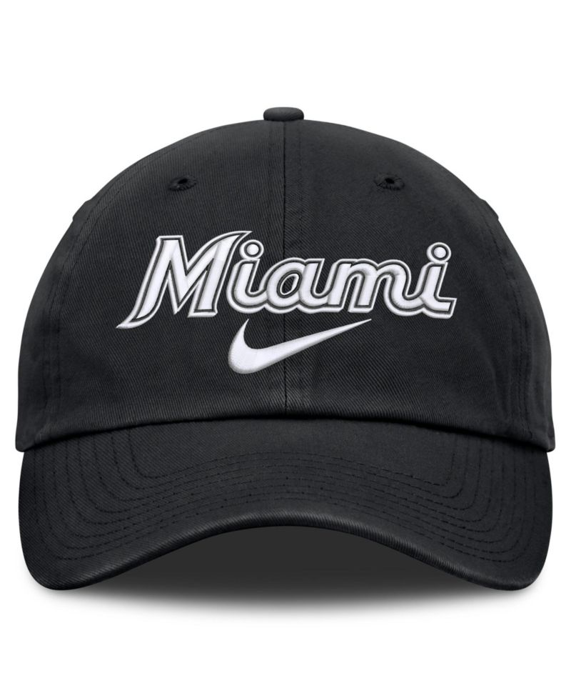 Men's Black Miami Marlins Primetime Club Adjustable Hat