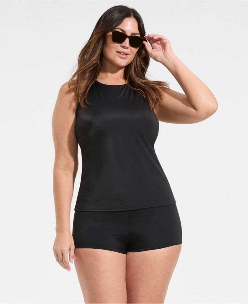 Plus Size Tugless High Waisted Swim Boy Shorts