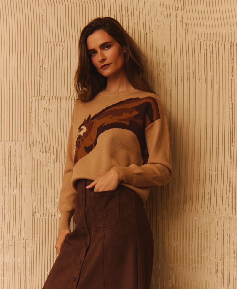 Women's High-Waisted Midi A-Line Faux Suede Skirt