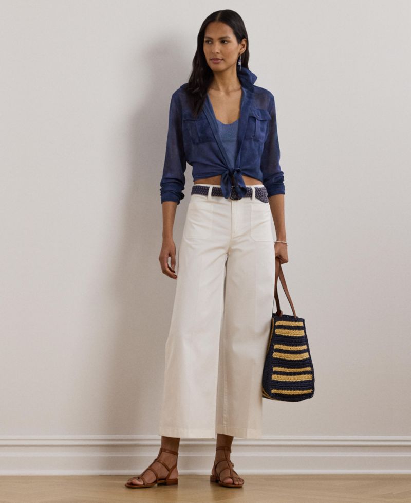 Women's Stretch Chino Wide-Leg Cropped Pants