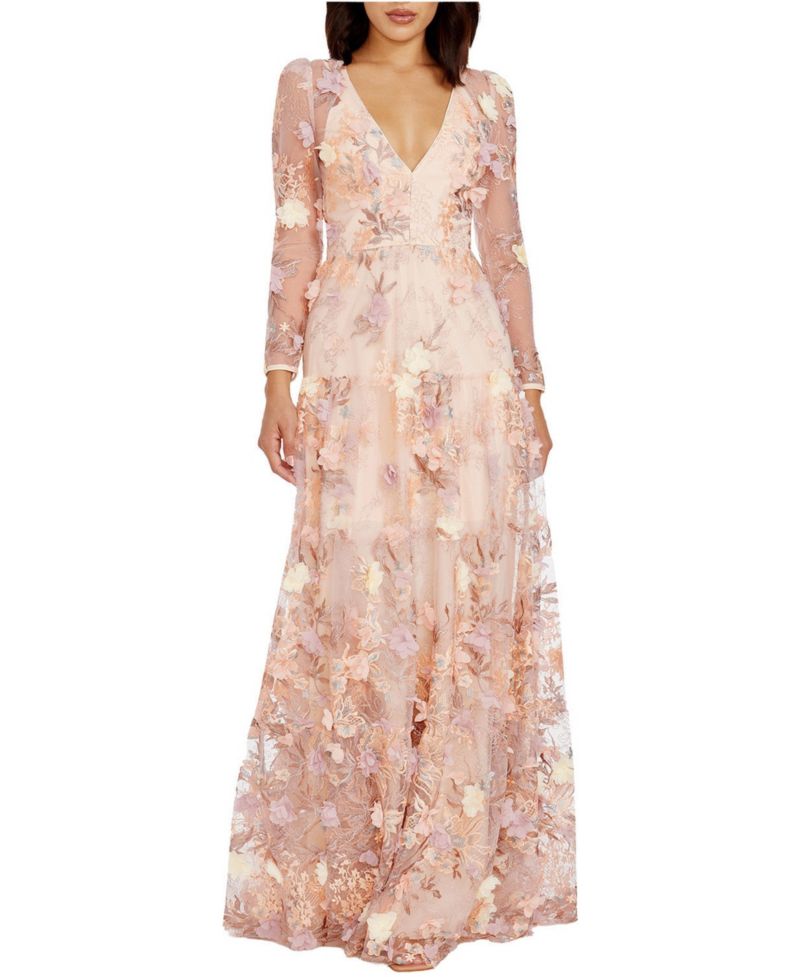 Women's Angelina Fit & Flare V-Neck Floral Dress