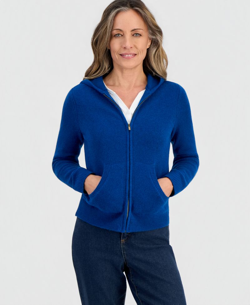 Petite Luxsoft Full-Zip Hoodie Sweater,