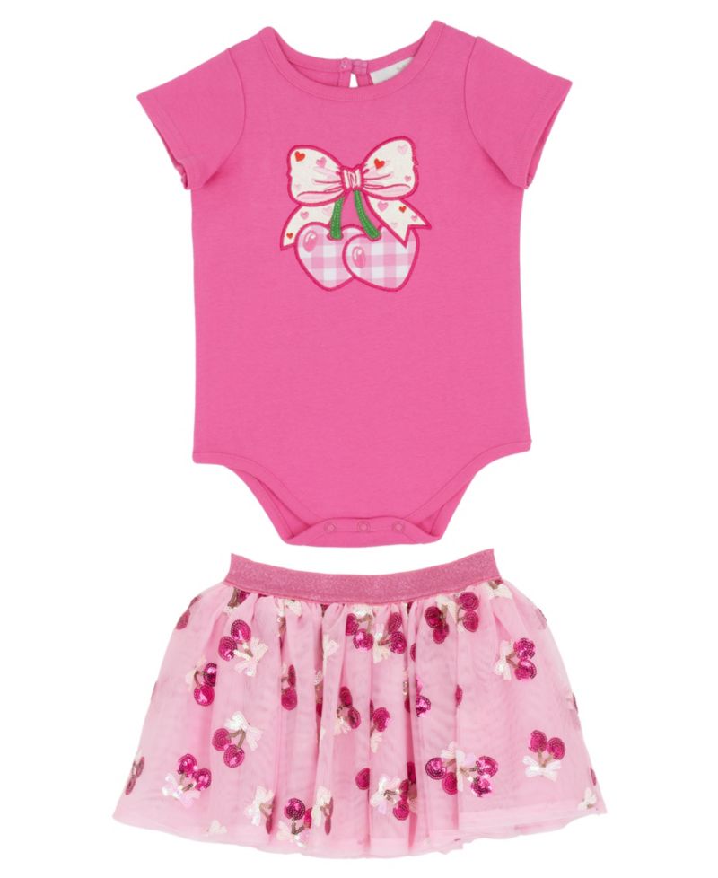Baby Girls' Short-Sleeve Bodysuit and Tutu Skirt, 2-Piece Set