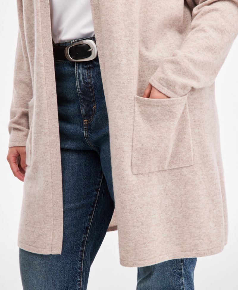 Petite's 100% Cashmere Open-Front Hoodie