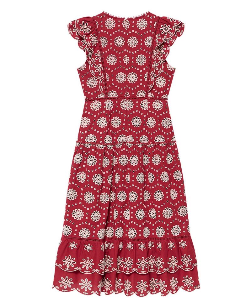 Women's Floral-Print Ruffle Drop-Waist Midi Dress