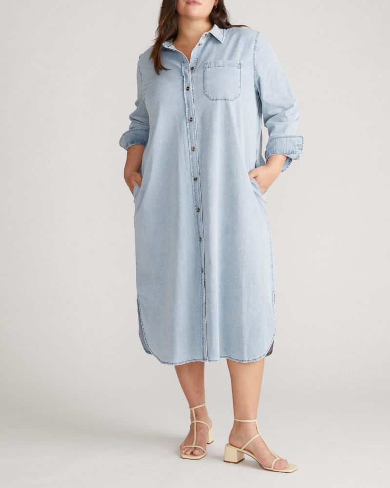 Women's Odeon Stretch Cotton Chambray Shirtdress