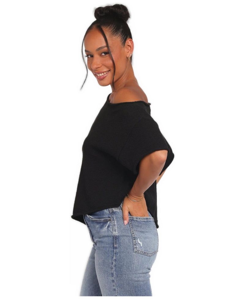 Women's Ardena Boucle-Knit Short-Sleeve Asymmetrical Top