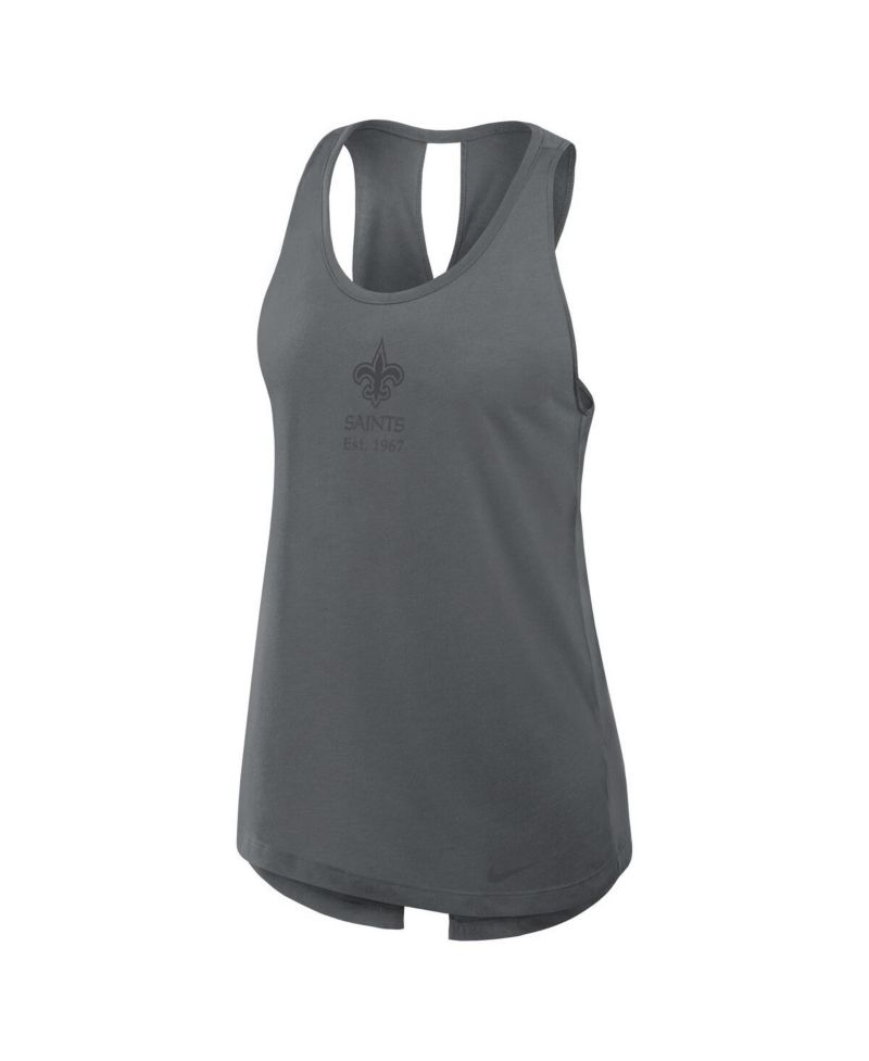 Women's Gray New Orleans Saints Glory Crisscross Performance Tank Top