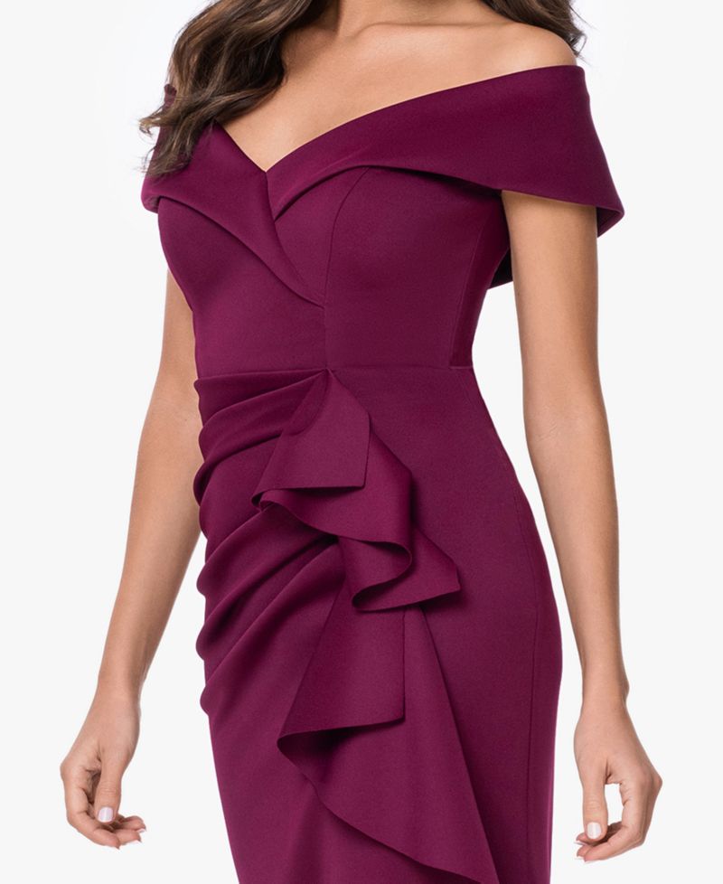 Women's Scuba Off-The-Shoulder Gown