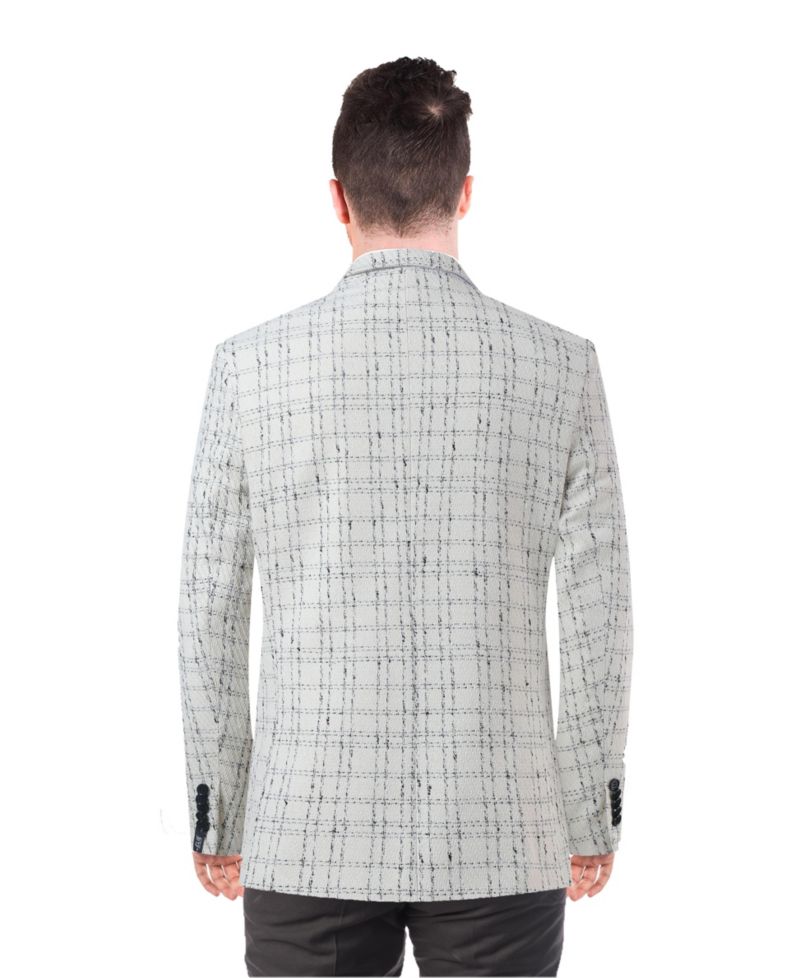 Men's Slim Fit Plaid Boucle Sport coat