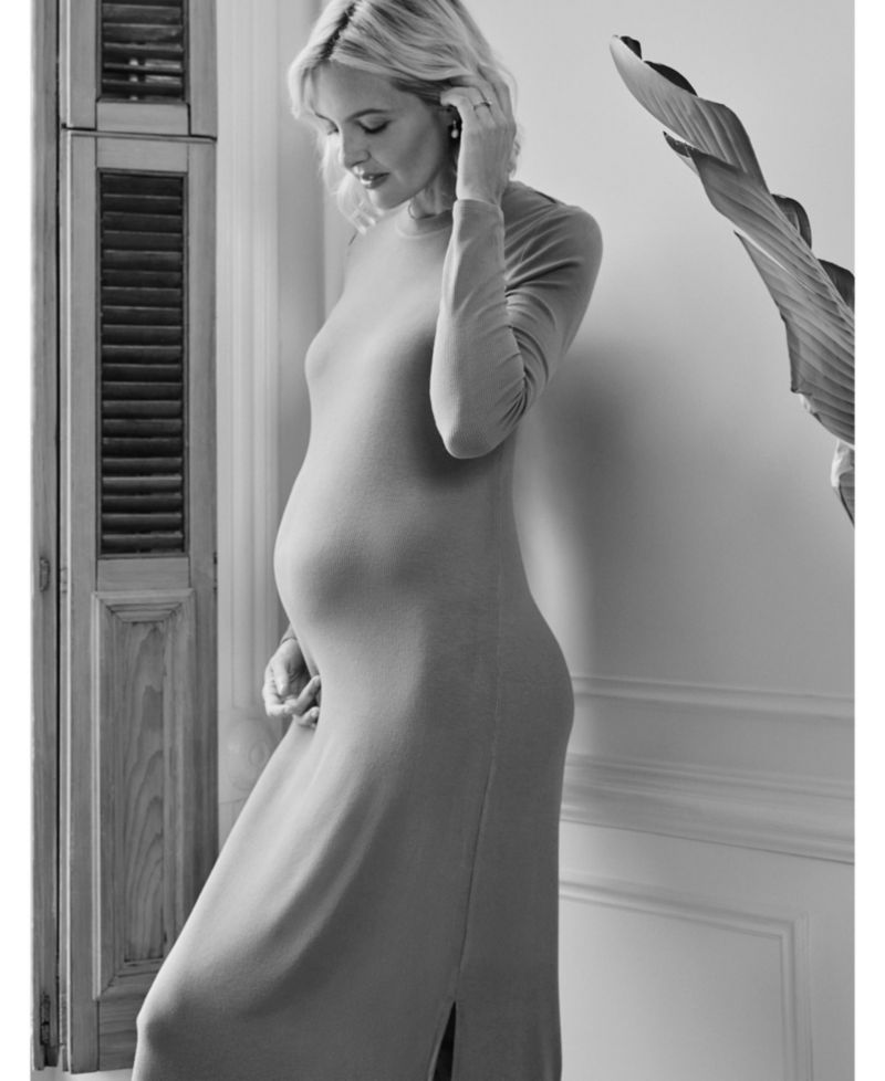 Women's Crew Neck Rib Knit Long Sleeve Column Dress - Motherhood