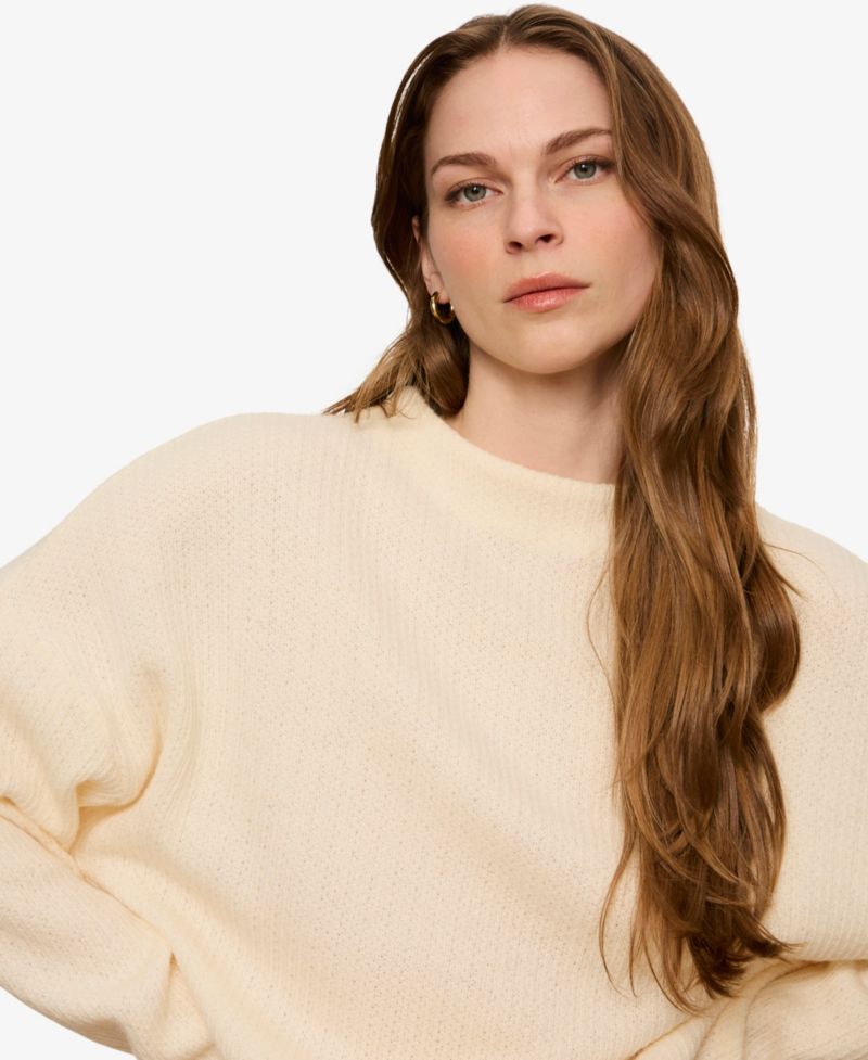 Women's Mock-Neck Ribbed Dolman Sweatshirt