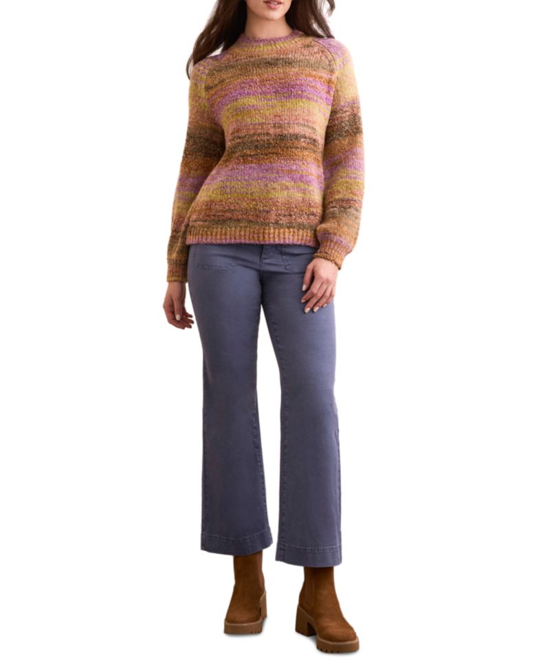 Women's Boucle Yarn Mock Neck Puff Sleeve Sweater