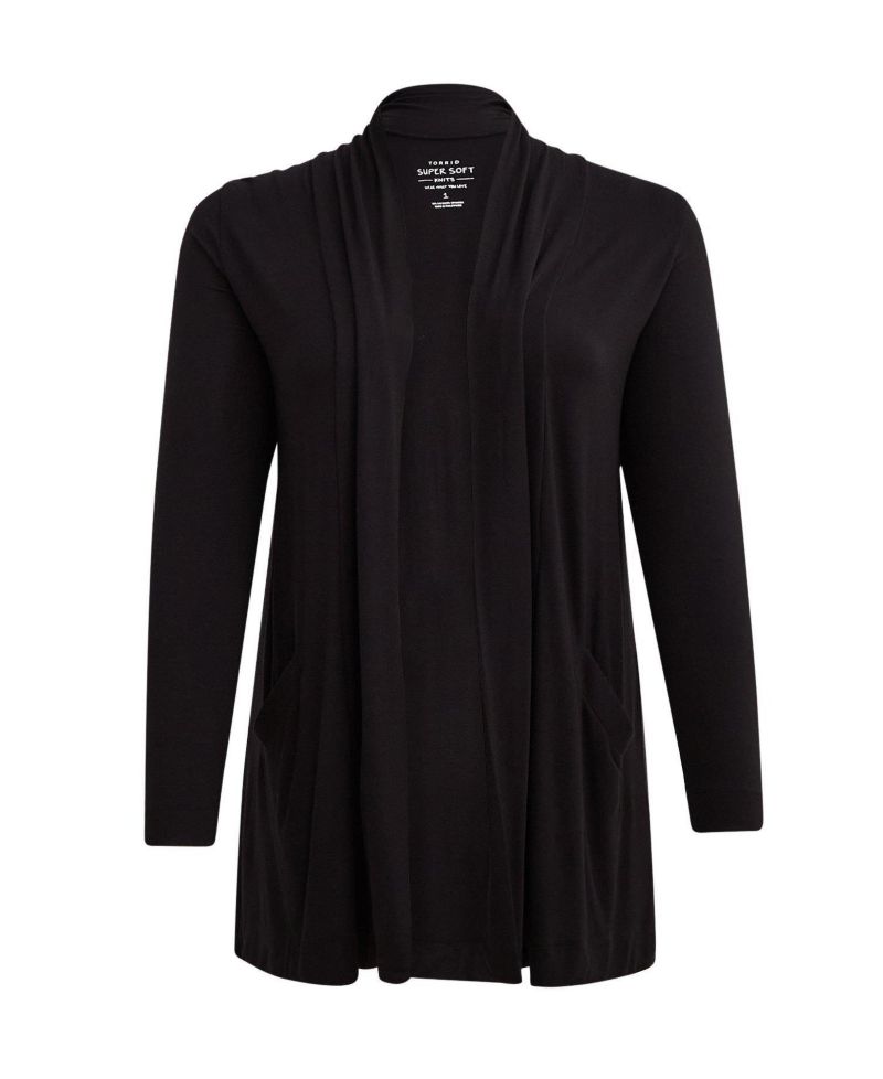 Plus Size Shawl-Collar Rayon-Blend Cardigan
