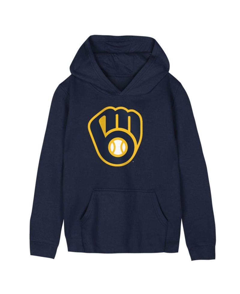 Preschool Navy Milwaukee Brewers Primary Logo Fleece Hoodie