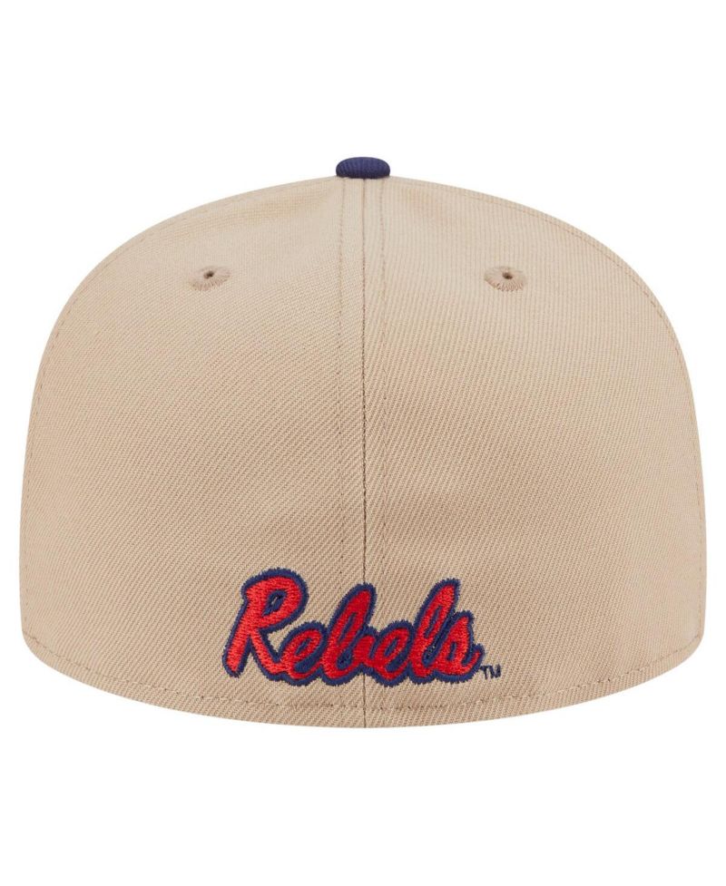 Men's Khaki Ole Miss Rebels Two-Tone 59FIFTY Fitted Hat