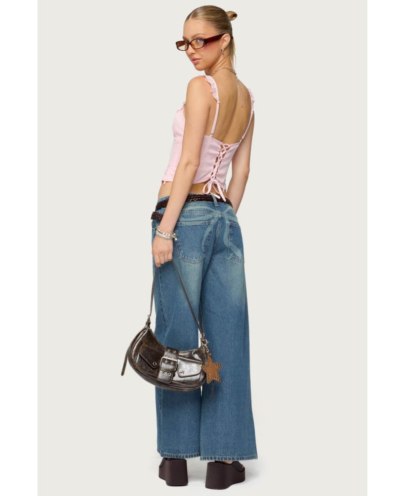 Womens Vyxen Vintage Washed Low Rise Jeans