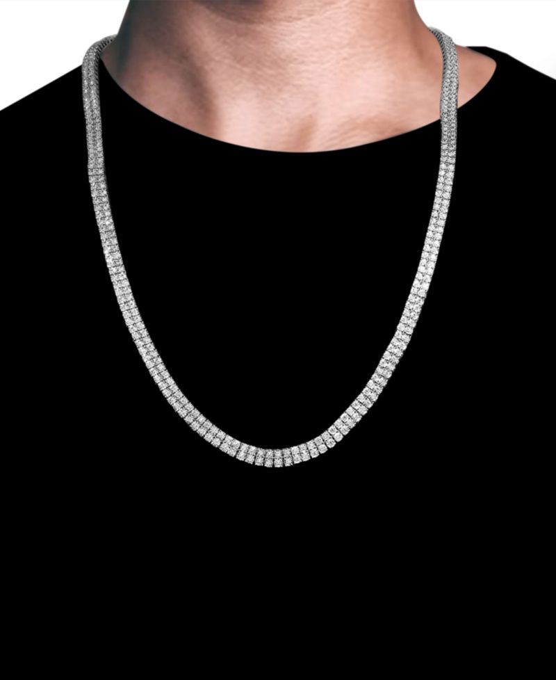 Diamond Double Row Necklace (1 ct. t.w.) in Sterling Silver or 14k Gold-Plated Silver