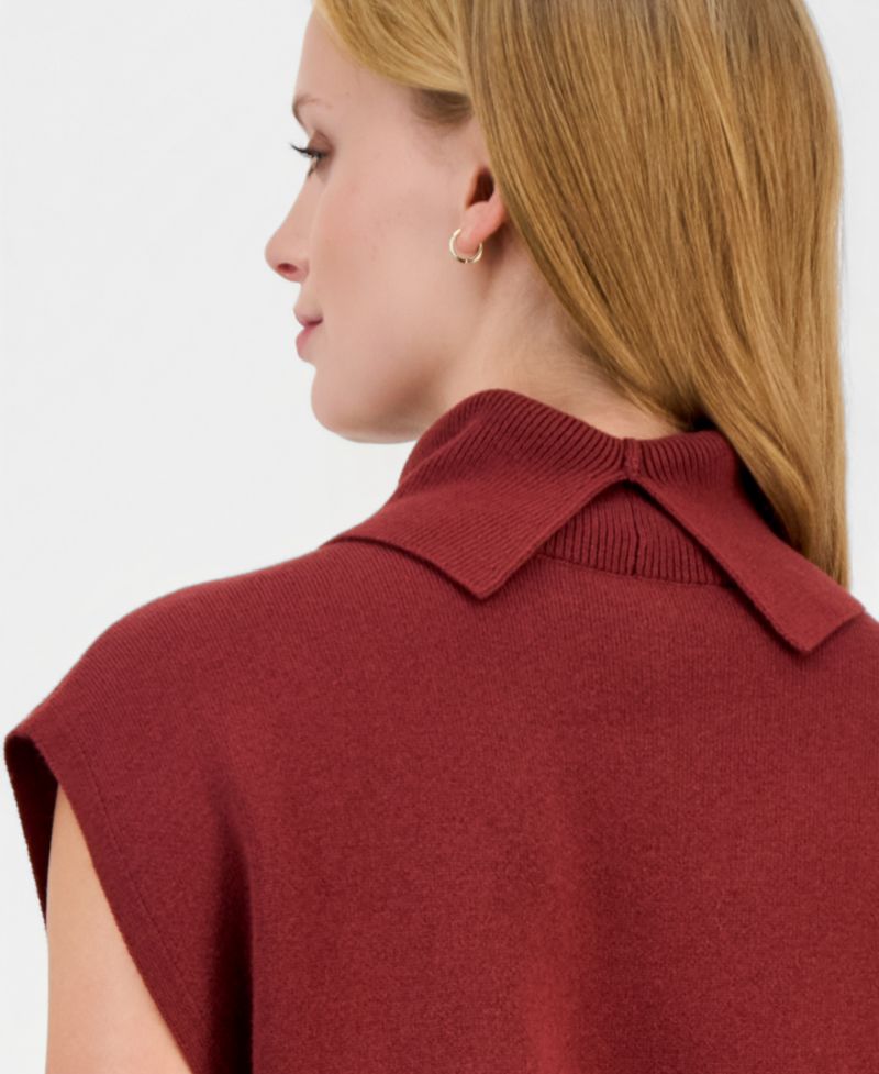 Women's Contro Sleeveless Cotton-Wool Blend Turtleneck Sweater