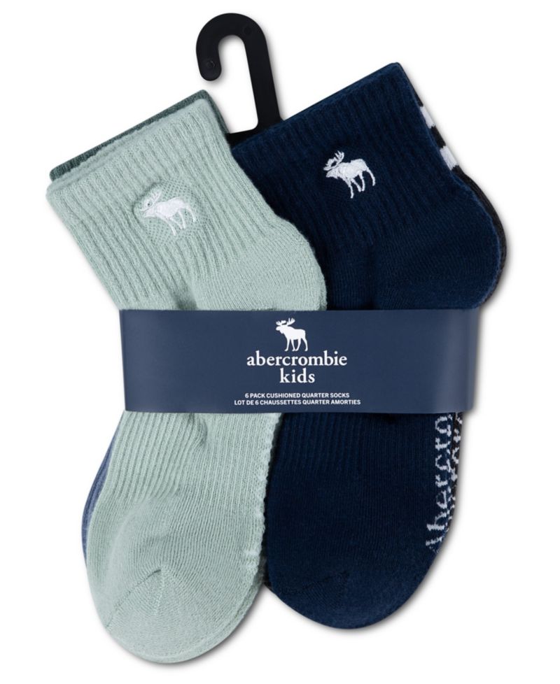 Boys' 5-11 Core Stripe Quarter Socks, 6-Pack