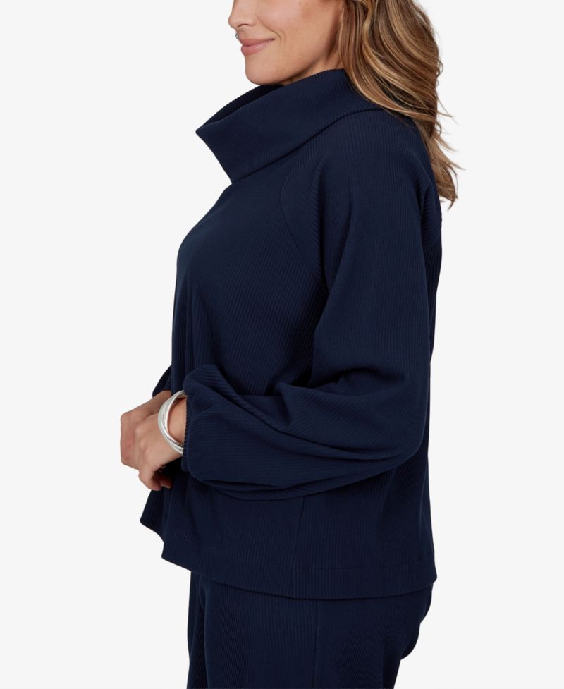 Plus Size Ribbed Cowl Neck Top