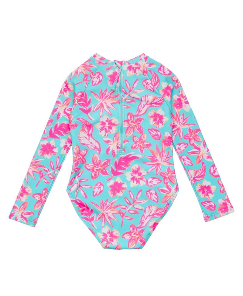Big Girls Tropical Glow Recycled LS Surf Suit