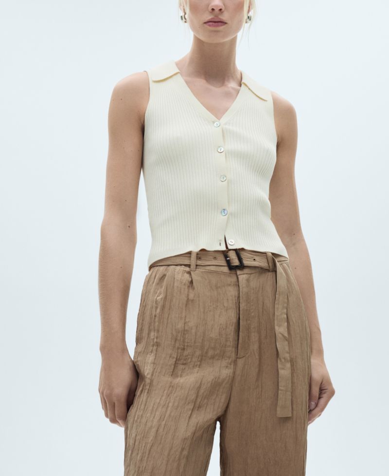 Women's Belt Detail Textured Pants