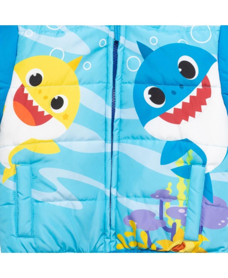 Baby Boys Pinkfong Shark Zip Up Winter Coat Puffer Jacket