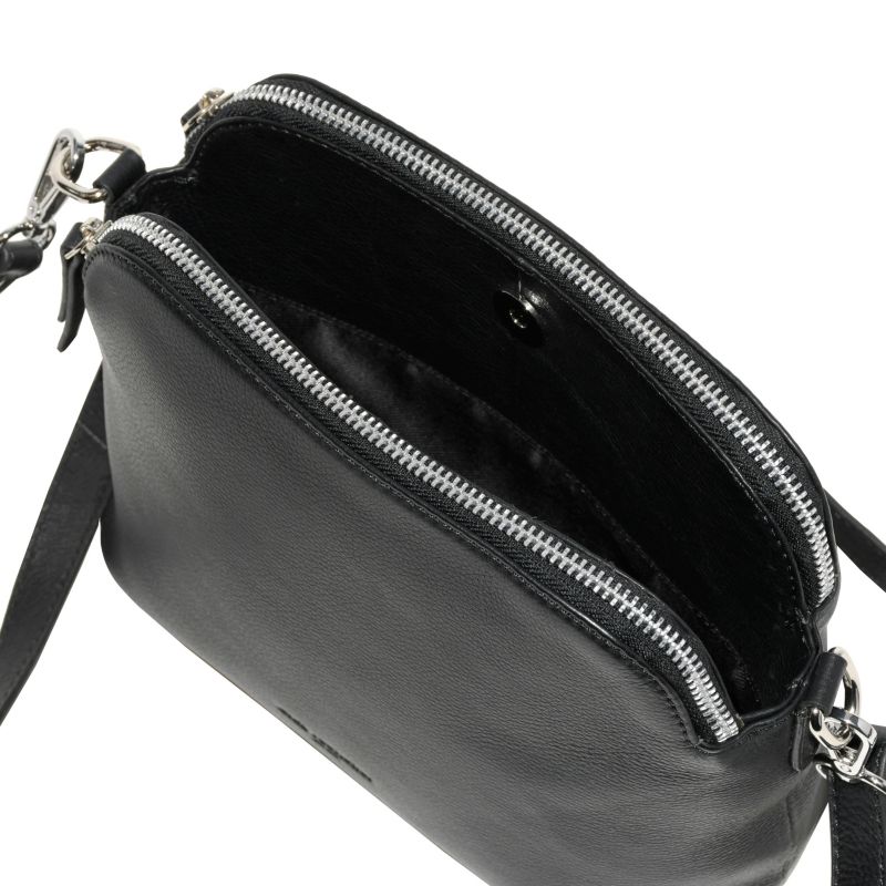 Ladies Leather Double Zipper Crossbody Bag
