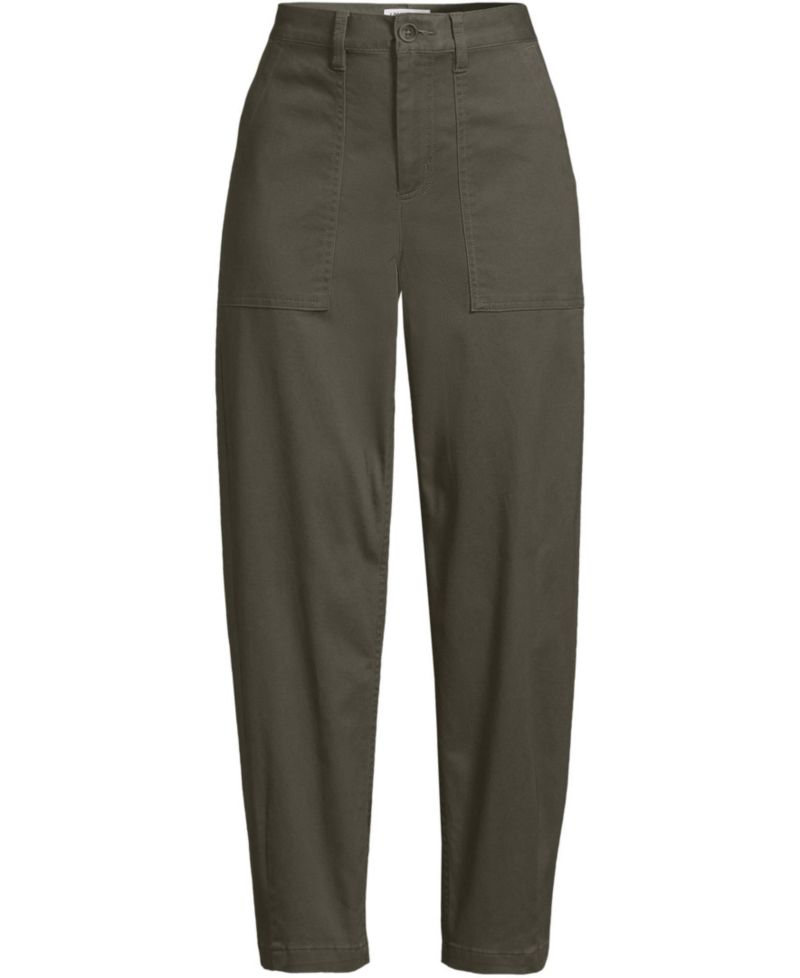 Petite Chino High Rise Barrel Leg Utility Ankle Pants