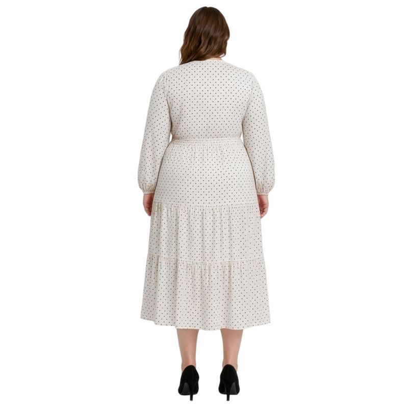 Plus Size Printed And Embroidered Long Sleeve Maxi Dress