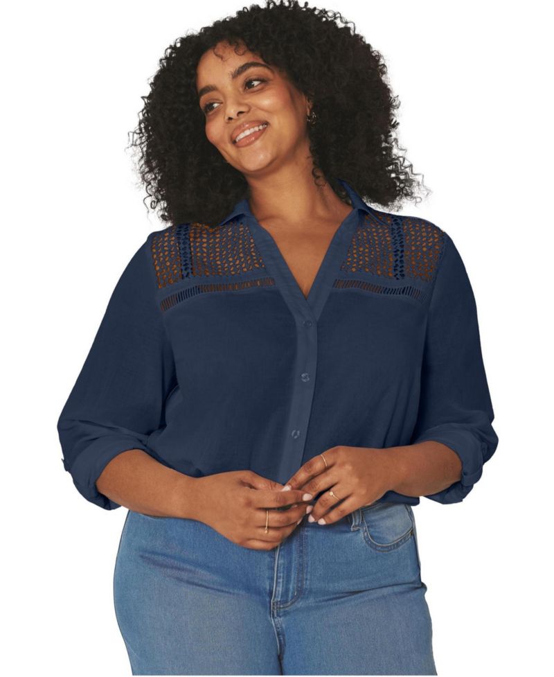 Women's Long Sleeve Lace Detail Shirt