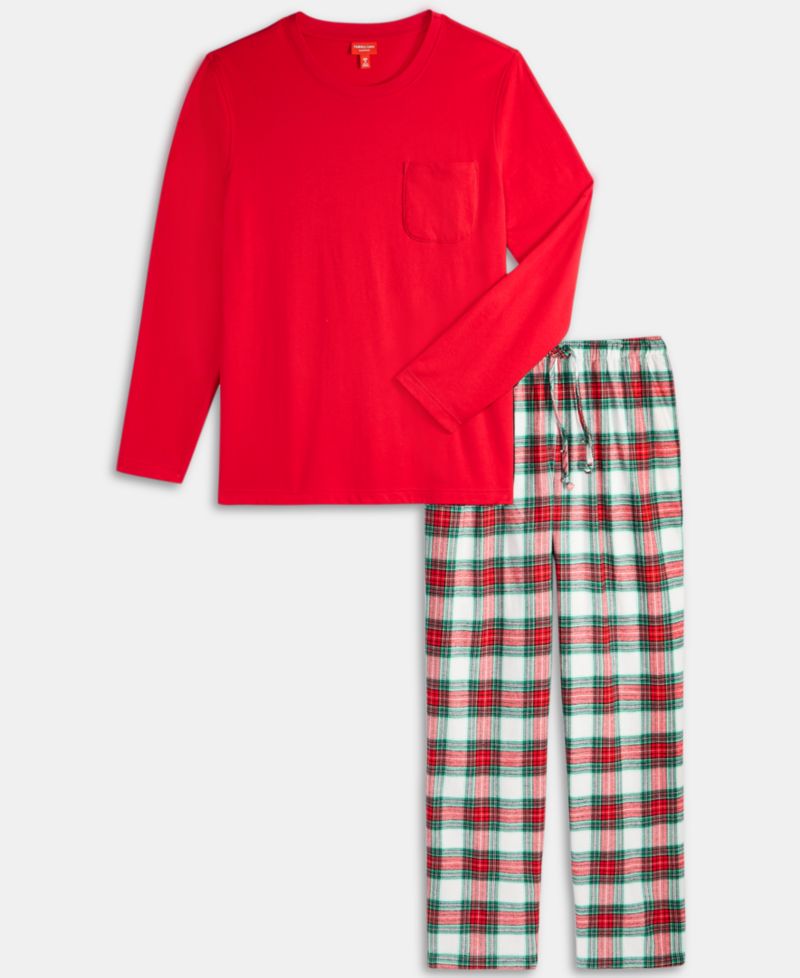 Men's Merry Mix Plaid Crew Neck Matching Family Pajamas Set